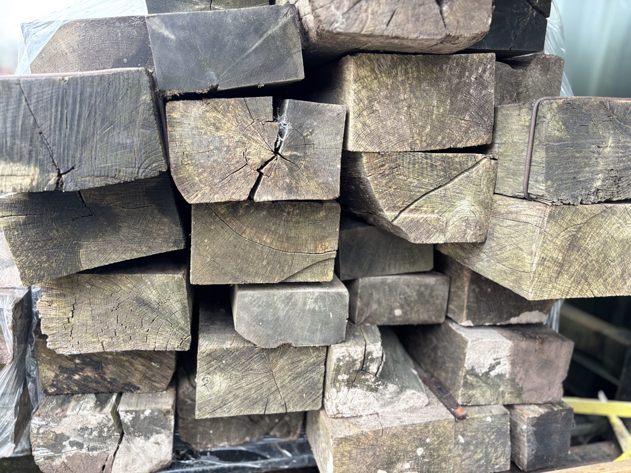 Mixed reclaimed roofing stock including ridge tiles and slates