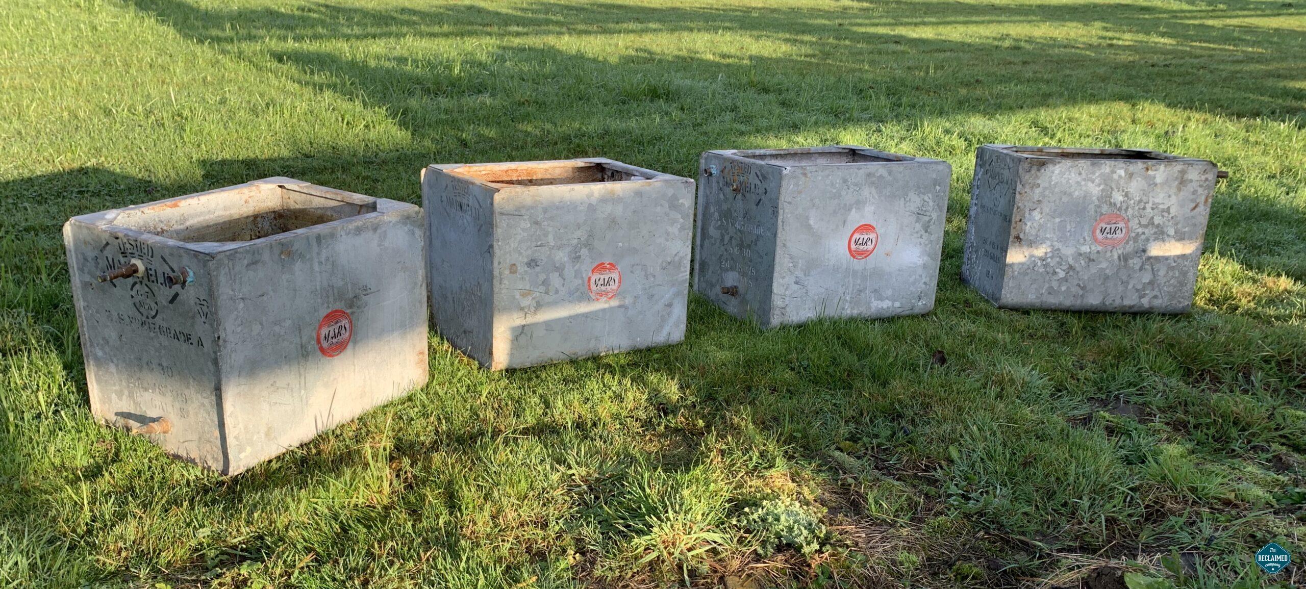 Reclaimed galvanised water tank ready for reuse