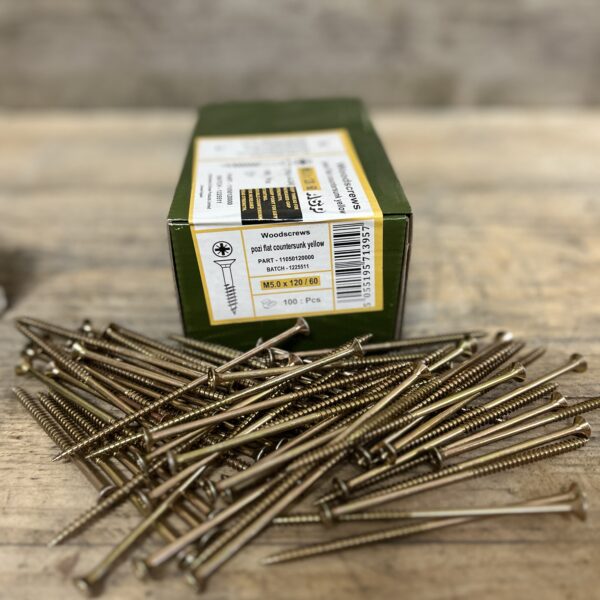 M5 x 120mm Yellow Pass Wood screw the reclaimed company