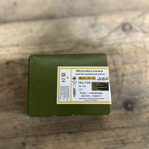 M5 x 70mm Yellow Pass Wood Screw The Reclaimed Company