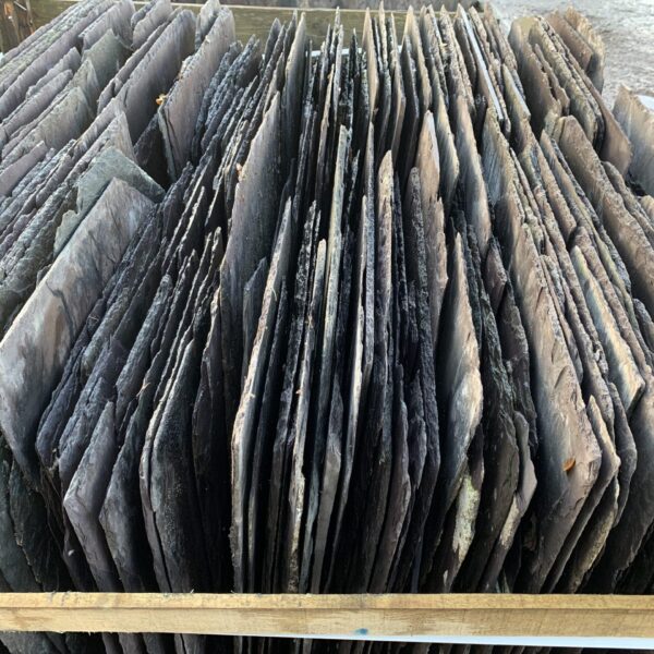Welsh Tonne Slate organised in crates from Skelton Hall. Available at The Reclaimed Company.