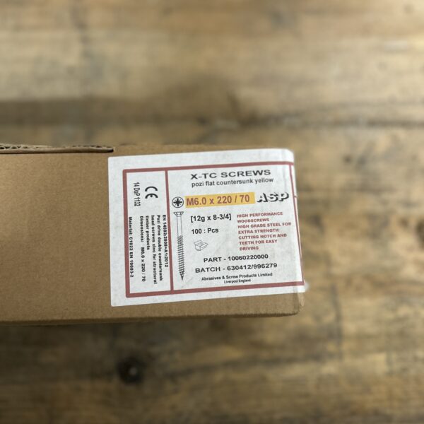 M6 x 220mm Yellow Pass wood Screw the reclaimed company