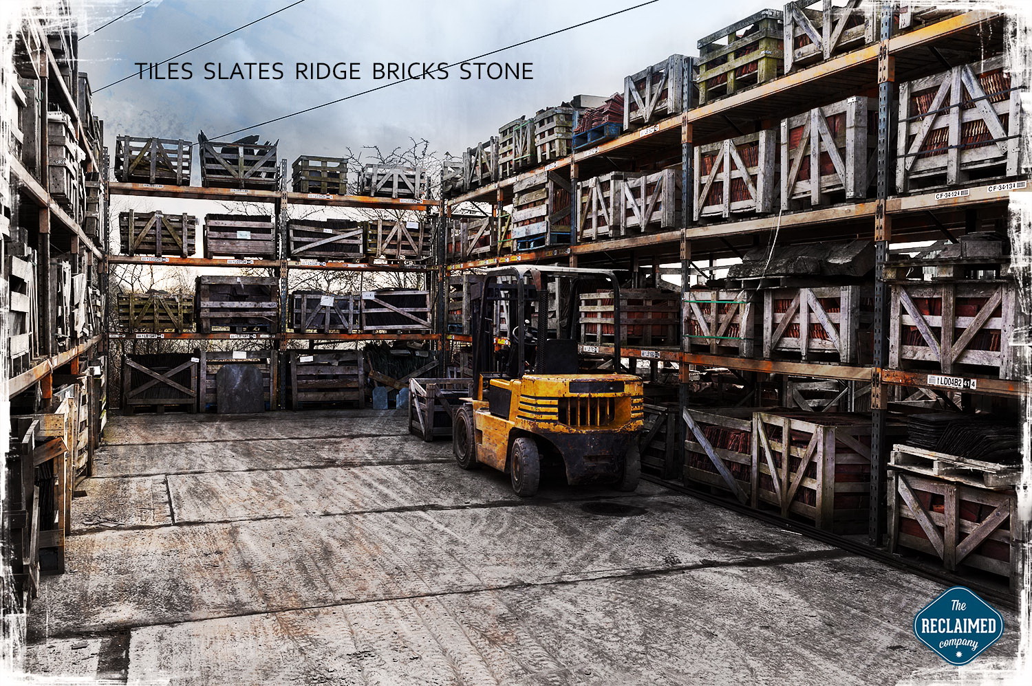 Marketplace style salvage display with reclaimed materials