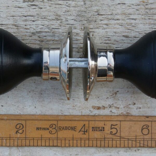 Door Knob Set Beehive Ebonised / Chrome 50mm Diameter