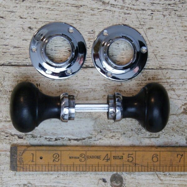 Door Knob Set Bun Type Ebonised / Chrome 50mm