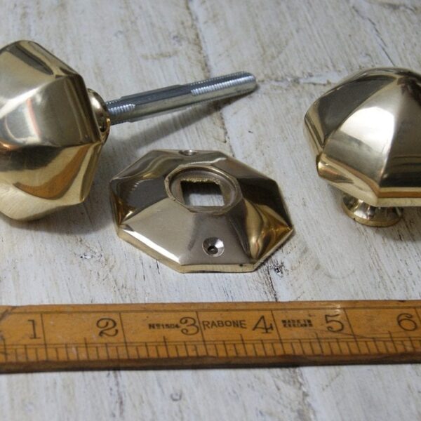 Octagonal Door Knob Cast Solid Brass 65mm