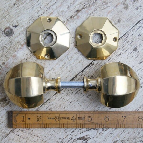 Octagonal Door Knob Large Cast Solid Brass 70mm