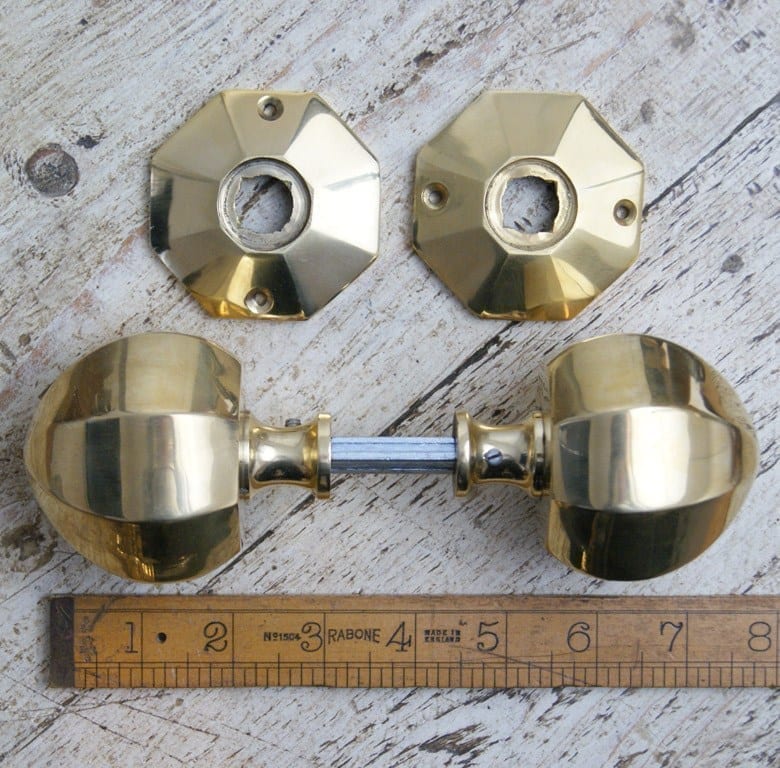 Octagonal Door Knob Large Cast Solid Brass 70mm