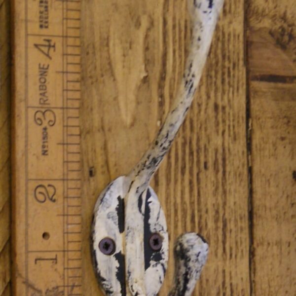 Hat & Coat Hook Victorian 2 Hole Rnd Antique Cream Patina 100mm