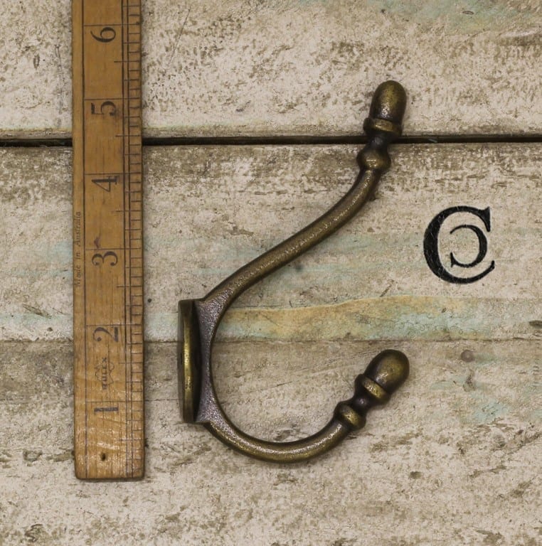 Hat & Coat Hook Acorn 2 Hole Antique Brass 130mm