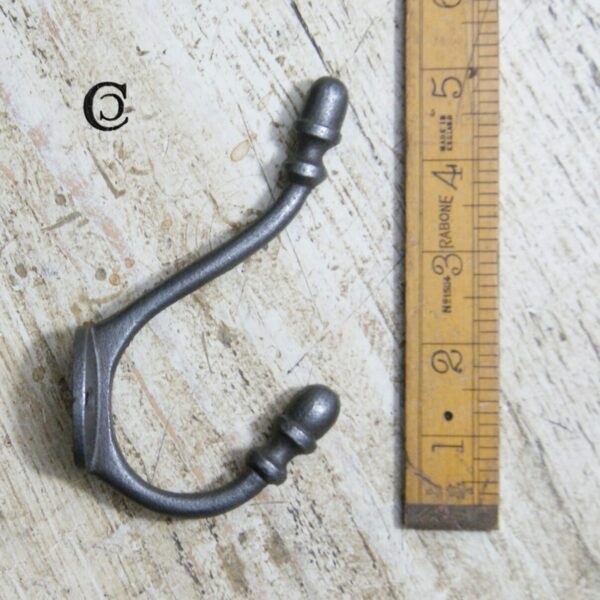 Hat & Coat Hook Acorn 2 Hole Antique Iron 130mm
