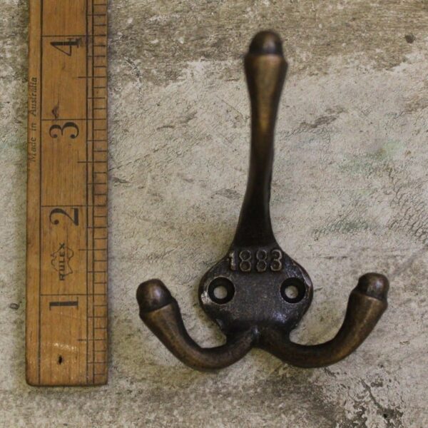 Coat Hook Triple 1883 Antique Copper 90mm