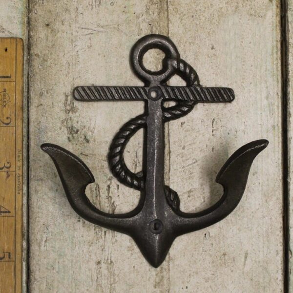 Coat Hook Double ANCHOR Rope Design Antique Iron 130mm