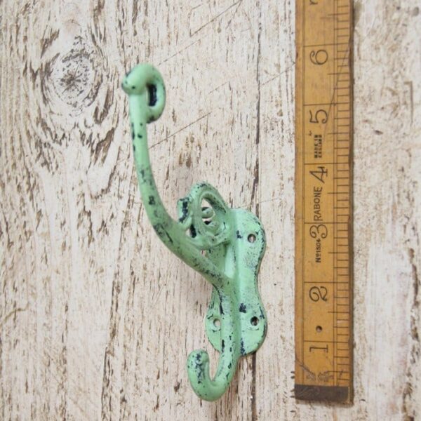 Hat & Coat Hook Swan Neck 'P' Antique Green Patina 4 hole 130mm