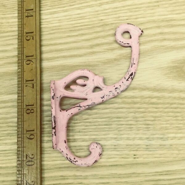Hat & Coat Hook Swan Neck 'P' Antique Pink Patina 4 Hole 130mm