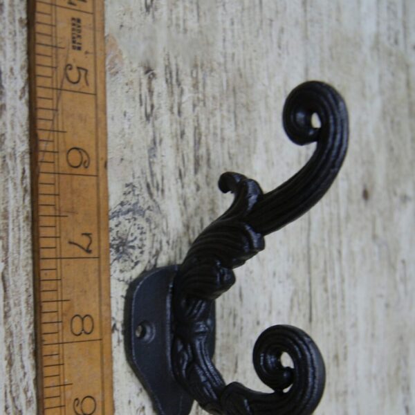 Hat and Coat Hook Majestic Swirl Cast Antique Iron 105mm