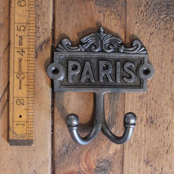 Plaque Robe Hook Double PARIS Antique Iron 110mm x 120mm