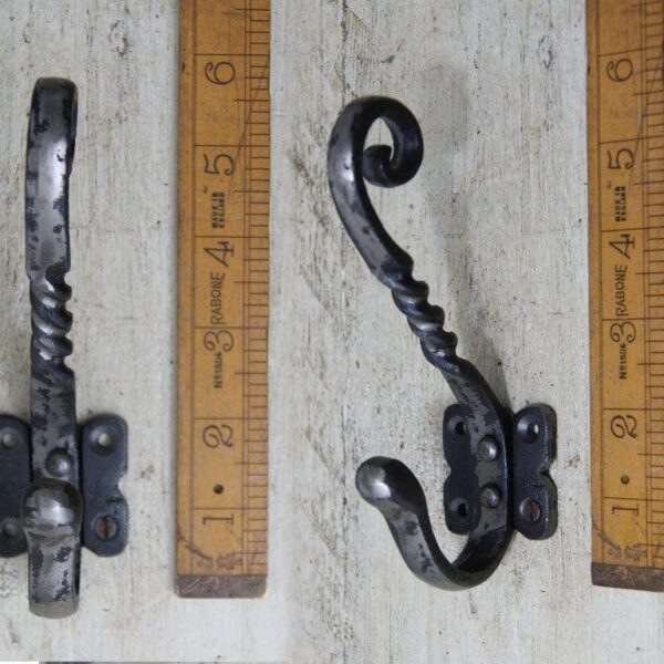 Hat & Coat Hook Twisted Stem Riveted to Base Cast Ant Iron 125mm