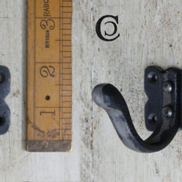 Coat Hook Single Twisted Riveted to Base Cast Antique Iron 55mm