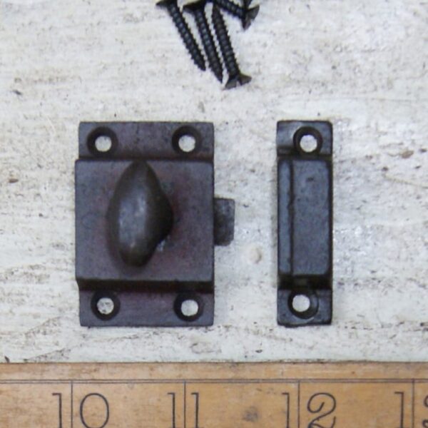 Cupboard Door Catch Oval Knob Cast Antique Iron 50mm