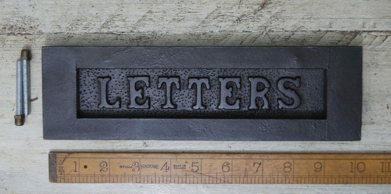 Letter Box Plate Plain LETTERS Antique Iron 250mm x 75mm