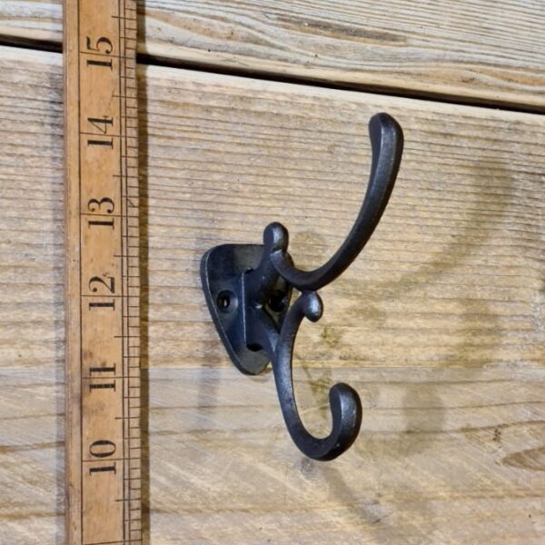 Coat Hook Double ADDISON 2 Hole Cast Antique Iron 125mm - TBD