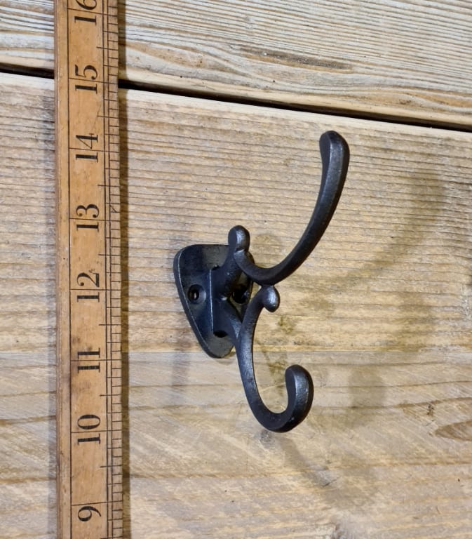 Coat Hook Double ADDISON 2 Hole Cast Antique Iron 125mm - TBD