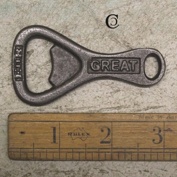 Alternative view of Bottle Opener Hand Held Key Ring GREAT BRITAIN Cast Antique Iron