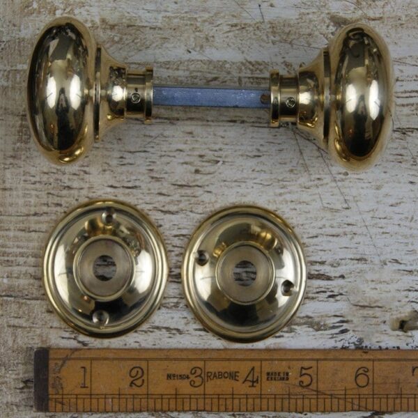 Cottage Door Knob Natural Brass 65mm Diameter