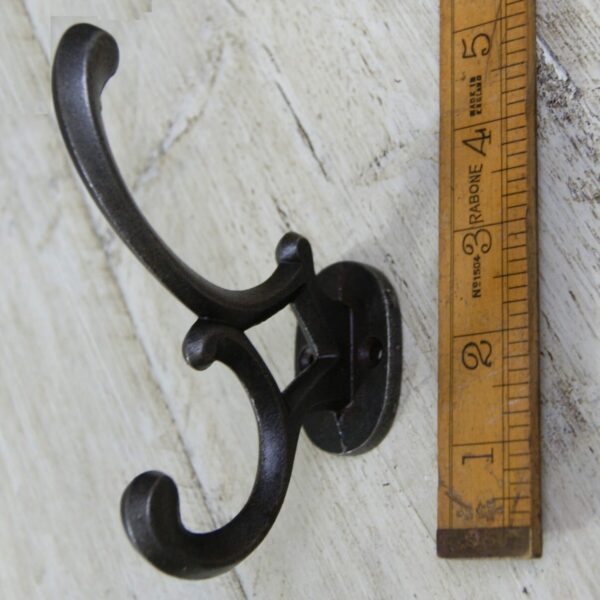 Coat Hook Double ADDISON 2 Hole Cast Antique Iron 120mm