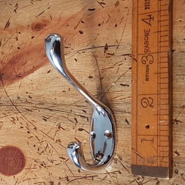Hat & Coat Hook Double Chrome on Brass 90mm