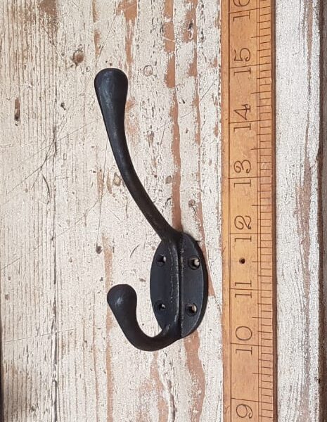 Hat & Coat Hook Victorian 4 Holes Cast Black Iron