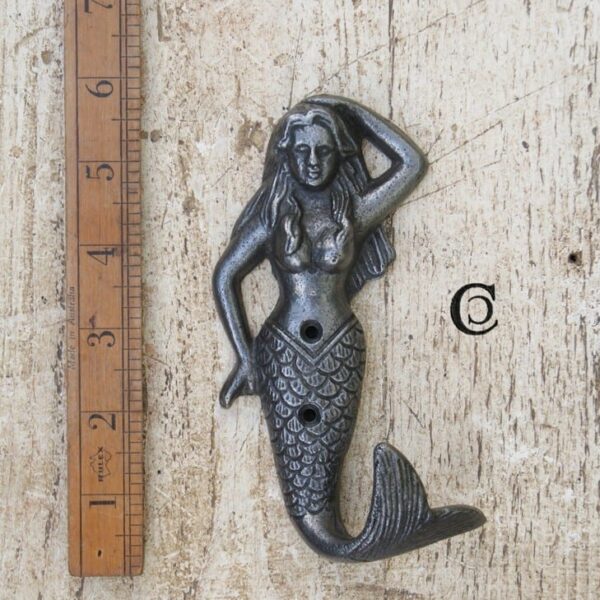 Single Hook MERMAID Cast Antique Iron 145mm