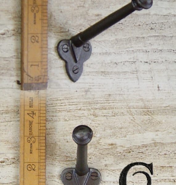 Coat Hook Voysey Single Cast Antique Iron 120mm Projection