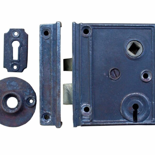 Rim Lever / Lock Set Cast Iron Vertical S/Colour (5013-V)
