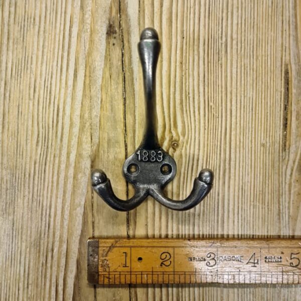 Coat Hook Triple 1883 Cast Antique Iron 90mm