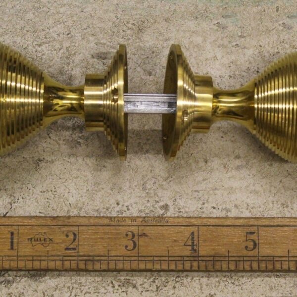 Door Knob Set Beehive Solid Brass 50mm Diameter