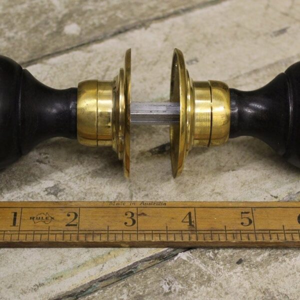 Door Knob Set Flat End Ebony / Brass 50mm