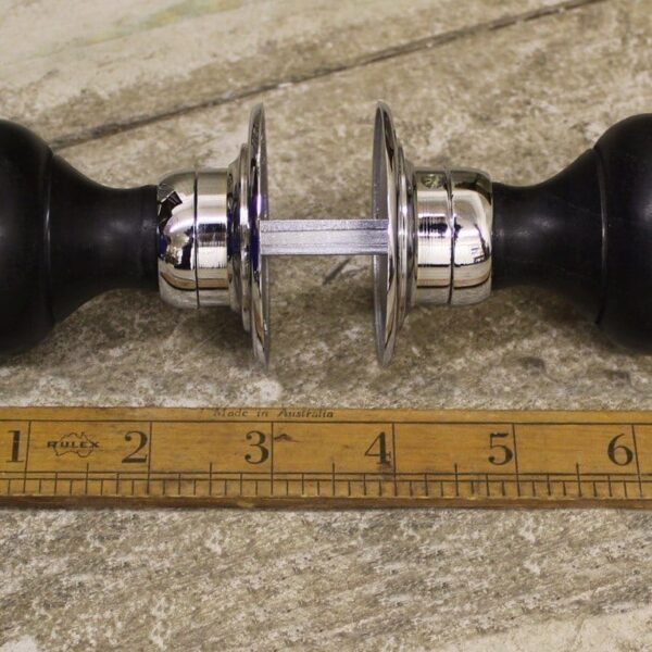 Door Knob Set Bun Type Ebonised / Chrome 50mm