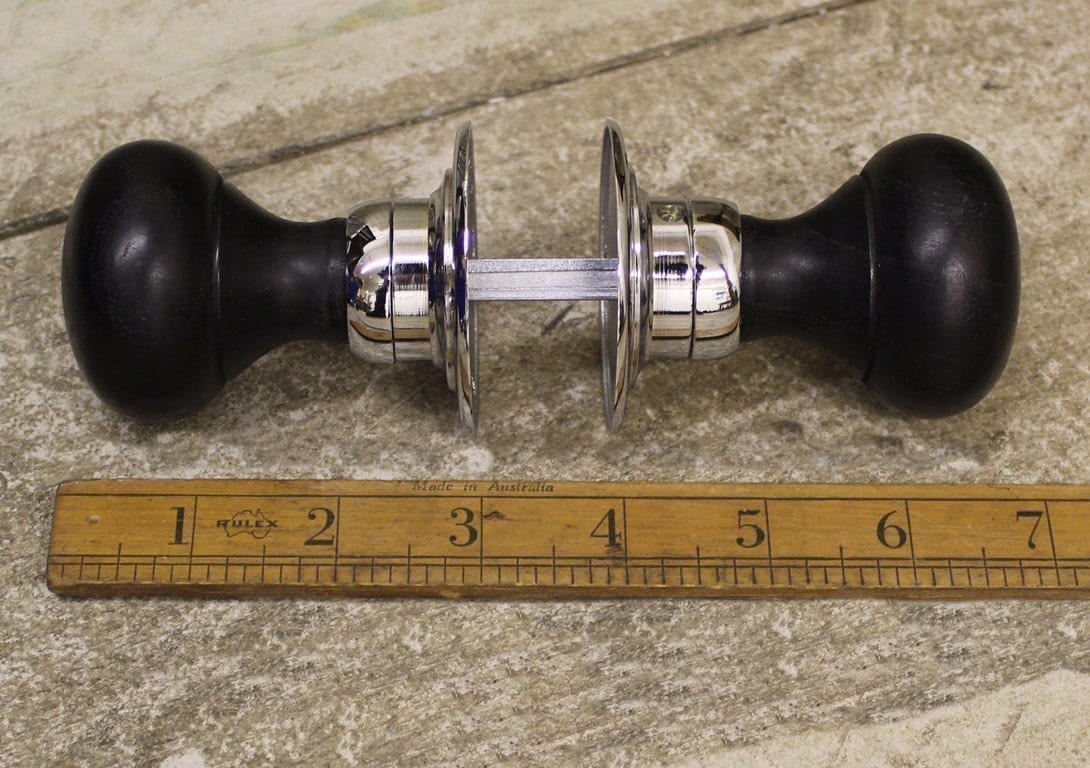 Door Knob Set Bun Type Ebonised / Chrome 50mm