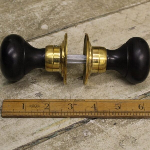 Door Knob Set Bun Type Ebonised / Brass 50mm