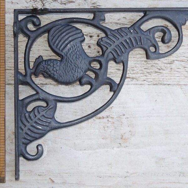 Shelf Bracket COCKEREL 2 Hooks Cast Antique Iron 250mm x 200mm
