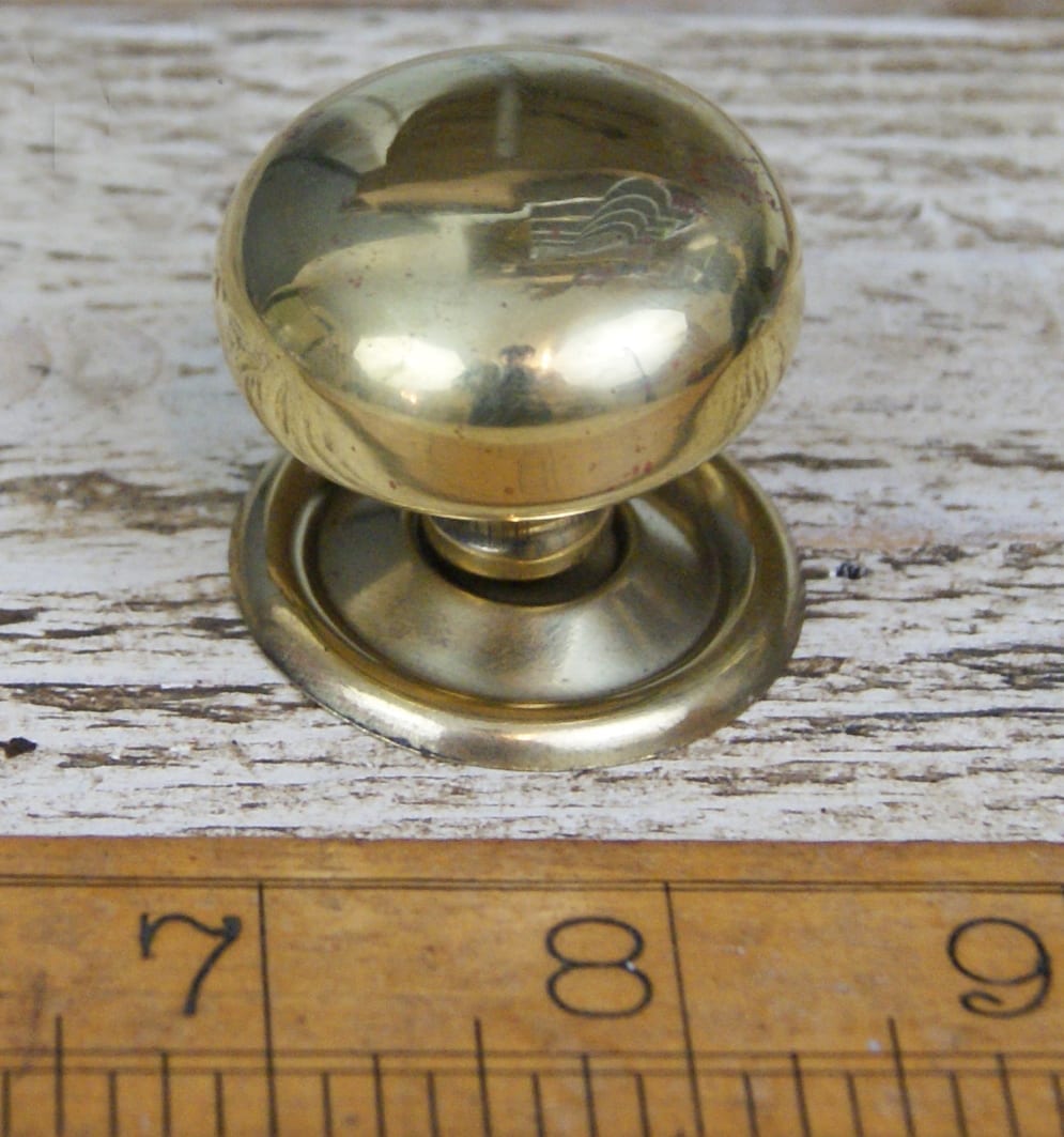 Cupboard Knob screw & Plate Polished Brass Hollow 38mm Diameter Alt A331