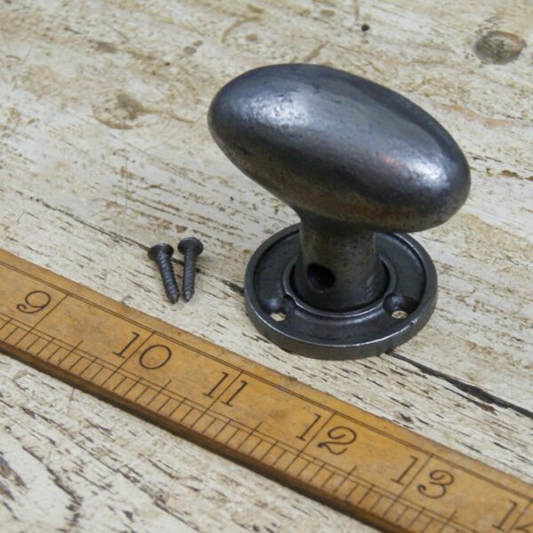 Oval Door Mortise Knob SMOOTH Antique Iron 60mm Unsprung