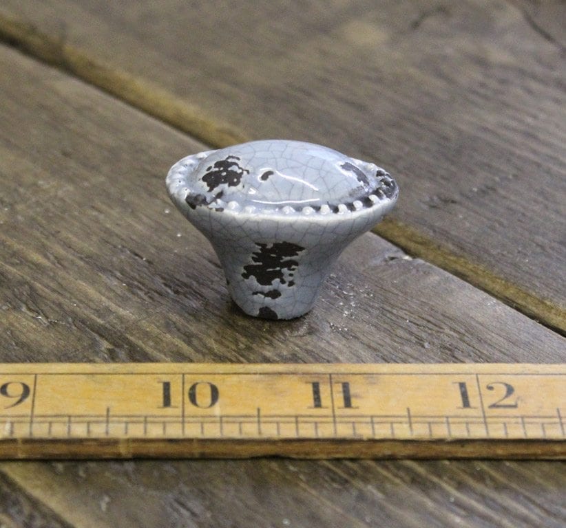 Knob Oval Grey Dist'd Crackle Glaze Ceramic - see A119.KA