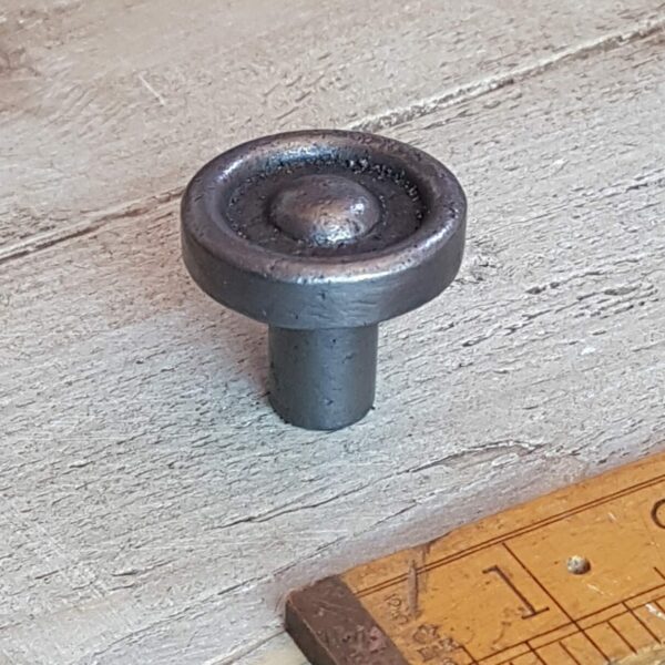 Knob with Indent Rim Straight Stem Antique Iron 35mm