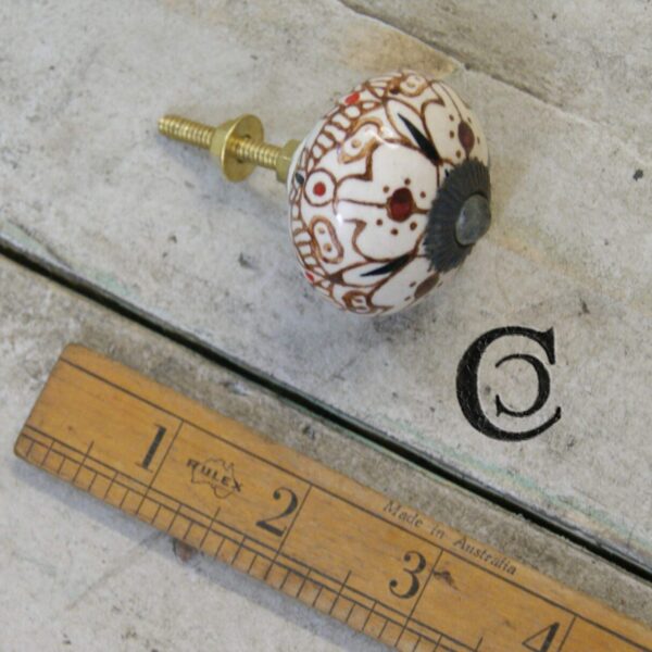 Knob Ceramic Patterned & Backplate FILIGREE Antique Iron 127mm