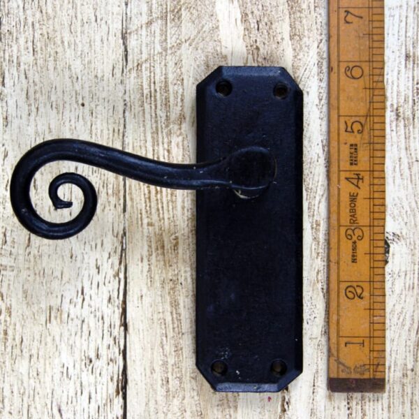 Lever Latch Handle Plain Curly Tail Black Wax 125mm (Pair)