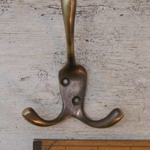 Coat Hook Victorian Triple Antique Antique Brass 115mm