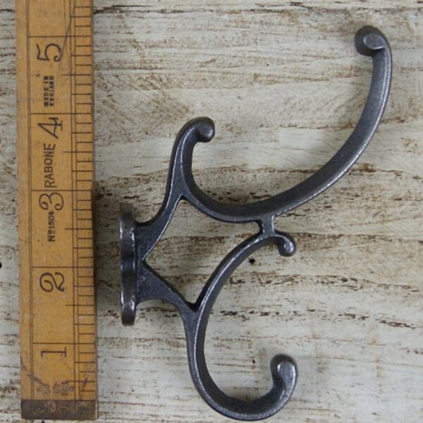 Coat Hook Double ADDISON 4 Hole Cast Antique Iron 130mm